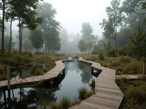 riverwood,wetland,wetlands,enb,pond,foggy landscape,ponds,bayou,forest lake,swamp,wooden bridge,lalu wetland,swamps,nature park,cryengine,morrowind,alligator lake,natural reserve,morning mist,l pond