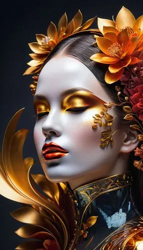 golden mask,derivable,venetian mask,gold filigree,gold mask,gold flower,gold foil art,gold leaf,masquerade,golden crown,oiran,golden wreath,flame flower,gilding,gold foil crown,golden flowers,gold paint stroke,foil and gold,diwata,embellishes