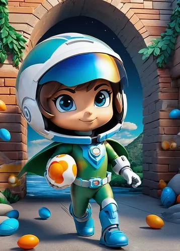 cartoon ((kinder egg floating the river bridge)) sunset grey head  in space balon. Her eyes are filled with intense focus.  capturing the world of reality and technology. This transformation is captur