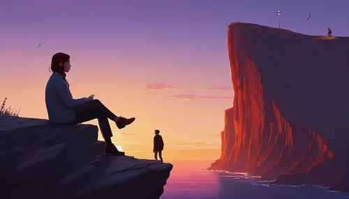 Create a romantic encounter between Clara Rosager and a charming stranger on a picturesque cliff at sunset.,cliffs,red cliff,the horizon,the cliffs,uluru,cliff top,summer evening,cliffs ocean,beacon,c