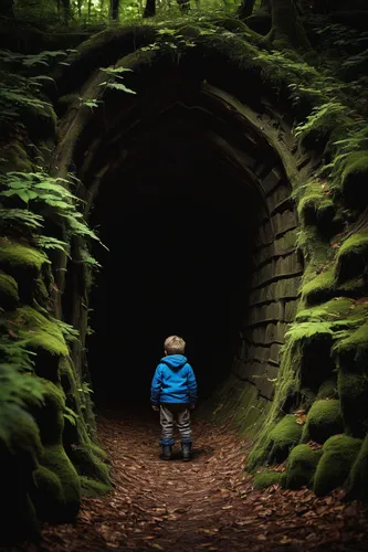 hollow way,tunnel,caving,wall tunnel,inner child,the path,underground,exploration,the mystical path,exploring,hobbit,lava tube,to explore,toad in the hole,child in park,torii tunnel,dwarf,blue cave,air-raid shelter,child playing,Photography,Black and white photography,Black and White Photography 01