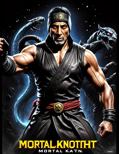 amitabh bacchan in mortal kombat poster,martial arts,karate kid,black snake,kungfu,thunder snake,black warrior,warrior east,mk1,hon khoi,mohinga,khoresh,shaolin kung fu,action hero,genghis khan,jeet k