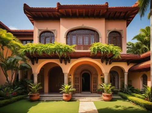 florida home,tropical house,mansion,hacienda,palmilla,bendemeer estates,luxury home,mansions,beautiful home,casa,mizner,luxury property,tropical greens,garden elevation,royal palms,large home,peranakan,fisher island,palm garden,palmbeach,Illustration,American Style,American Style 03