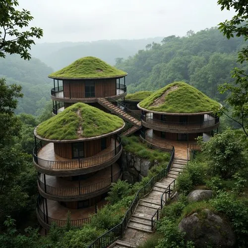 tree house hotel,treehouses,roof domes,grass roof,tulou,roof landscape,tree house,treehouse,yavin,ecovillages,teahouses,tungsha,greenhut,ecovillage,teahouse,round hut,asian architecture,forest house,earthship,domes