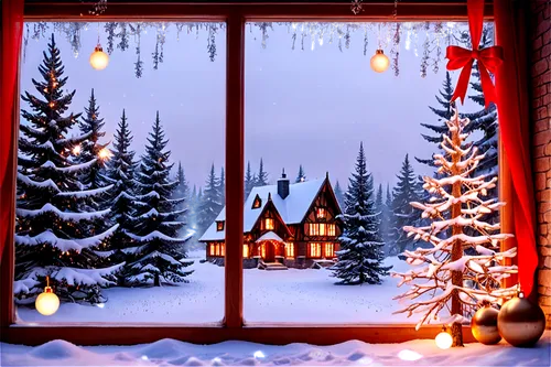 christmas snowy background,christmas landscape,christmas window,winter window,christmasbackground,christmas scene,christmas background,christmas room,christmas wallpaper,winter background,christmas house,christmas fireplace,christmas window on brick,winter house,watercolor christmas background,christmas decoration,christmas frame,advent decoration,silent night,christmas motif,Illustration,Realistic Fantasy,Realistic Fantasy 46