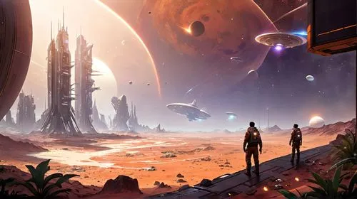 futuristic landscape,homeworlds,homeworld,alien world,stellaris,alien planet,farpoint,cardassia,extrasolar,sci fiction illustration,habitable,primordia,geonosis,explorers,eridani,sci fi,scifi,exoplane