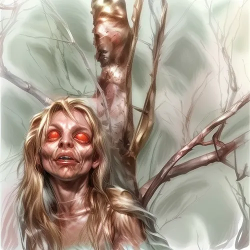 dryad,withered,faun,halloween illustration,faerie,haunted forest,zombie,digital painting,fae,digital illustration,the night of kupala,fantasy portrait,faery,fawns,haunt,jessamine,wood elf,hag,splintered,dead bride