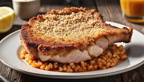 pork belly,pork loin,panko,pork chop,barramundi,pork steak,tuna steak,roast pork,cordon bleu,guanciale,cassoulet,scrod,albacore,pork,iberico,tenderloin,tilapia,yemenidjian,marmosa,porchetta,Photography,General,Realistic