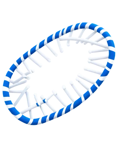 Double helix DNA model, transparent background, blue and white stripes, detailed molecular structure, 3D rendering, shiny surface, soft light reflection, medium shot, centered composition, high contra