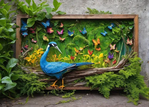 floral and bird frame,garden decoration,garden decor,bird painting,bird home,yard art,garden birds,garden bird,fairy door,decoration bird,garden door,garden sculpture,colorful birds,decorative frame,bird frame,garden ornament,bird house,nesting box,nest box,environmental art,Conceptual Art,Graffiti Art,Graffiti Art 03