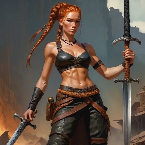 female warrior,warrior woman,swordswoman,fantasy warrior,barbarian,huntress,wind warrior,hard woman,dark elf,scabbard,bow and arrows,massively multiplayer online role-playing game,lara,dane axe,celtic queen,fantasy portrait,fantasy woman,heroic fantasy,strong woman,raider,Conceptual Art,Fantasy,Fantasy 18