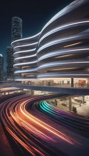 futuristic architecture,futuristic art museum,light trails,guangzhou,light trail,doha,difc,superhighways,tianjin,largest hotel in dubai,futuristic landscape,abu dhabi,damac,mercedes-benz museum,dhabi,bjarke,chengdu,songdo,aldar,masdar,Art,Artistic Painting,Artistic Painting 08