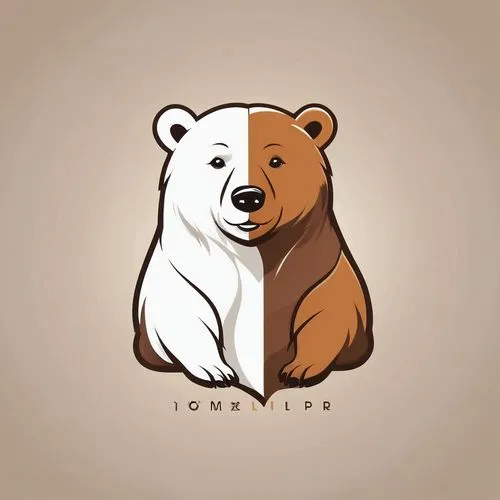 可爱的白熊和棕熊,a bear with two colors, and the image is in separate layers,bearshare,whitebear,forbears,bebearia,icebear,baer,Unique,Design,Logo Design