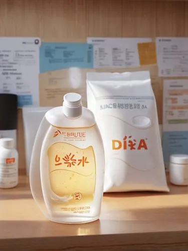 bottles, cups and containers on the counter of a pharmacy office,skincare packaging,diarrheal,usana,honey products,health products,suntory,Photography,General,Commercial