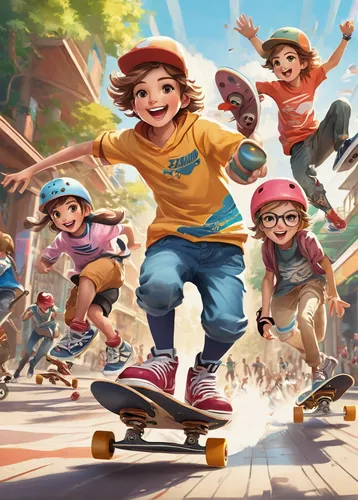 skaters,kids illustration,skater,play street,recess,skateboarder,children's background,skatepark,skateboarding,clap skate,skater hockey,skating,skate park,skate board,skateboarding equipment,skateboard,artistic roller skating,skate,street sports,game illustration,Illustration,Japanese style,Japanese Style 19