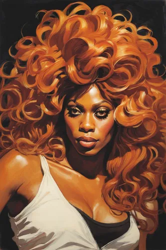 modern pop art,black woman,brandy,bouffant,pop art woman,blonde woman,weave,chaka,ella fitzgerald,jheri curl,lace wig,oil on canvas,70's icon,wig,girl-in-pop-art,connie stevens - female,golden haired,cd cover,cool pop art,african american woman,Illustration,Paper based,Paper Based 17