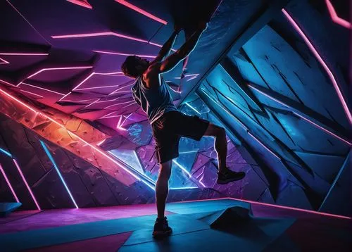 low poly,lowpoly,tron,silhouette dancer,neon light,3d background,futuristic,vaulter,neon arrows,lumo,cube background,neon lights,lightwaves,kaleidoscape,polygonal,light space,dance silhouette,light paint,descent,prism ball,Illustration,Retro,Retro 25