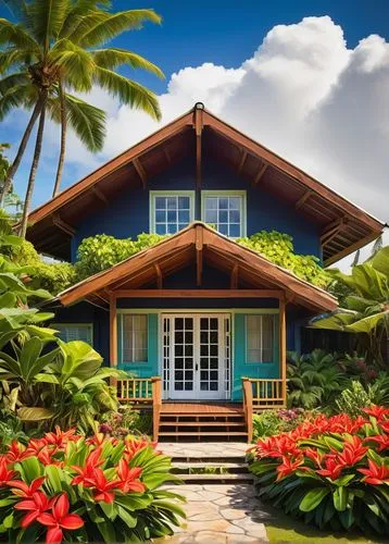 tropical house,beach house,summer cottage,holiday villa,front porch,bungalows,beautiful home,bungalow,tropical island,home landscape,beachhouse,wooden house,florida home,summer house,dreamhouse,mustique,tropical greens,beach hut,cottage,house insurance,Art,Artistic Painting,Artistic Painting 37