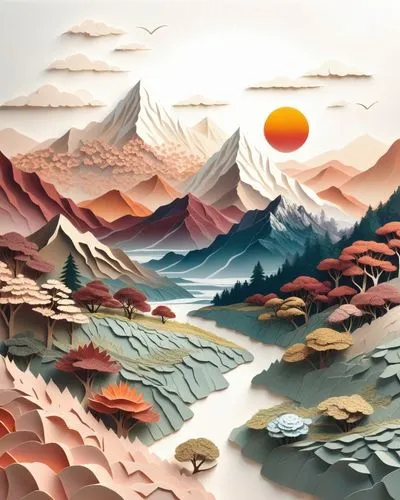 tycho,mountain sunrise,himalaya,danxia,autumn mountains,volcanic landscape