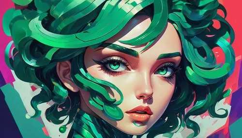 medusa,emerald,dryad,malachite,medusa gorgon,menta,vector girl,peppermint,green paprika,spearmint,gorgon,transistor,mermaid vectors,marina,sage color,digital illustration,flora,mint,mint blossom,stylised,Conceptual Art,Daily,Daily 21