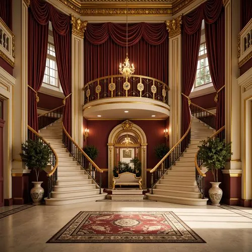 entrance hall,royal interior,crown palace,foyer,stormont,hallway,cochere,lanesborough,emirates palace hotel,neoclassical,hall of nations,europe palace,the royal palace,ritzau,gleneagles hotel,grand hotel europe,grandeur,palatial,staircase,saint george's hall