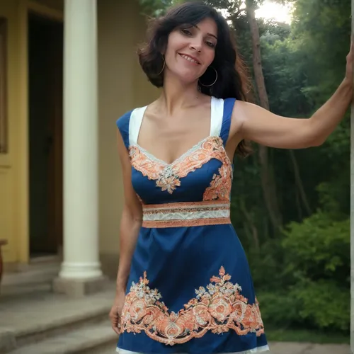 middle aged woman in a short summer dress,vintage dress,party dress,cocktail dress,retro women,retro woman,romanian,blue dress,nice dress,day dress,a girl in a dress,rhonda rauzi,vintage angel,andrea 