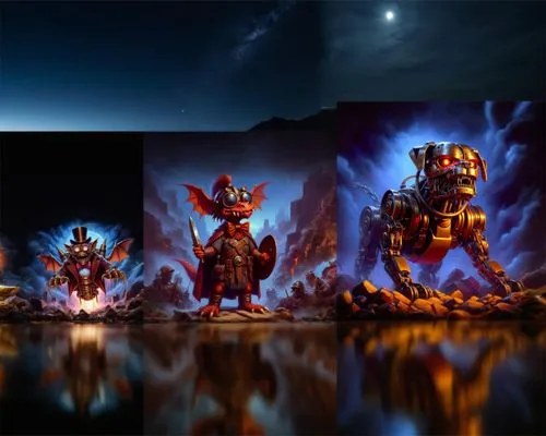 skylander giants,3d fantasy,kobolds,skylanders,diorama,baragon