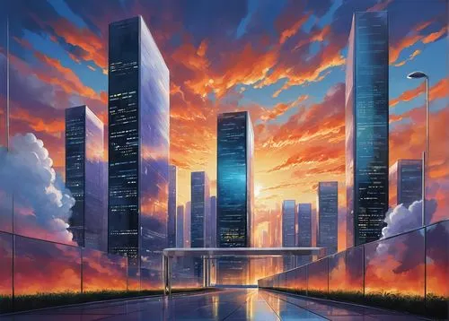 skyscrapers,futuristic landscape,the skyscraper,skyscraper,skyscraping,futuristic architecture,cybercity,sky city,skylstad,skycraper,cityscape,skyscraper town,cyberport,urban towers,sky apartment,world digital painting,supertall,hypermodern,fantasy city,futurist,Illustration,Vector,Vector 07