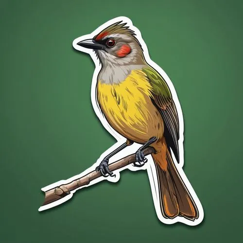 bird png,yellowthroat,bird illustration,waxeye,aracama,greenbul,bushshrike,meadowlark,bird drawing,grassbird,cape weaver,tyrant flycatcher,thornbills,herrndobler,bushshrikes,eastern yellow robin,red-browed finch,honeyeater,yellow robin,palm warbler,Unique,Design,Sticker