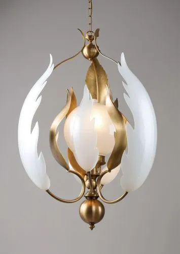 glass leaves with white glass in the middle finish in antique brass chandelier,a golden light fixture with white glass,ceiling lamp,oriental lantern,ensconce,incandescent lamp,ceiling light,foscarini,