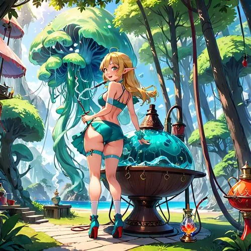 darkstalkers,nami,darjeeling,cagliostro,janna,charlotta,ichetucknee,alice in wonderland,fionna,tiki,katsuragi,scylla,touhou,summer background,fantasia,michiru,game illustration,cagli,pinu,hatsune,Anime,Anime,Traditional