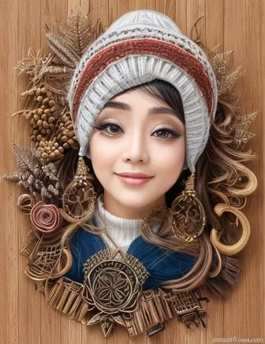 wood carving,painter doll,wooden doll,wood art,artist doll,beautiful bonnet,vintage doll,female doll,carved wood,handmade doll,girl in a wreath,on wood,decorative figure,wooden figure,decorative art,j