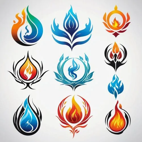 five elements,firebrands,fire background,silmarils,emblems,dancing flames,Unique,Design,Logo Design