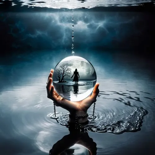 crystal ball-photography,waterglobe,crystal ball,crystalball,glass sphere,parallel worlds,glass ball,reflexive,mirror ball,mirrorball,reflection in water,photo manipulation,conceptual photography,lensball,reflectiveness,parallel world,reflectional,submerging,little planet,hydrosphere,Illustration,Realistic Fantasy,Realistic Fantasy 46