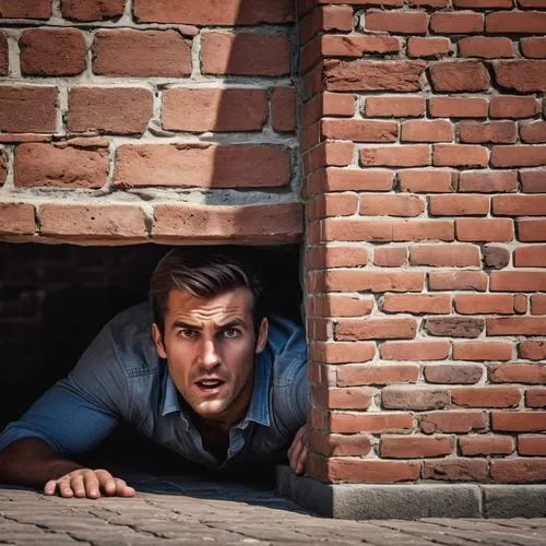 hole in the wall,attic,brick background,hollow hole brick,vaulted cellar,burrowing,air-raid shelter,spy,down-the-hole drill,hiding,crawl,crouching,brick wall background,lurking,brick wall,cellar,plumber,commercial hvac,burglar,drain pipe,Photography,General,Realistic