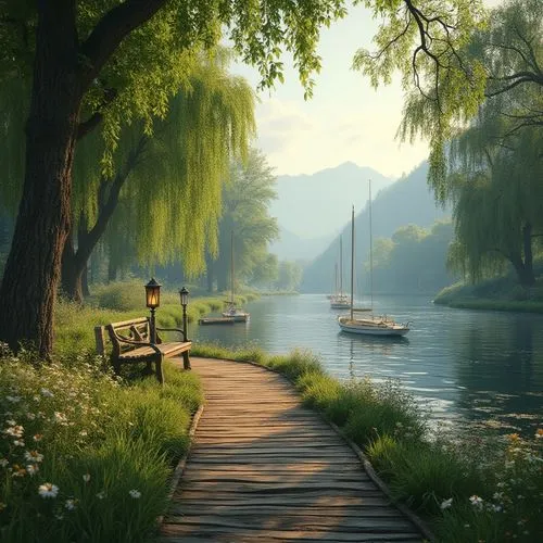 landscape background,river landscape,towpath,wooden bridge,beautiful landscape,idyllic,boat landscape,idyll,calmness,tranquility,wooden pier,waterway,backwater,green landscape,full hd wallpaper,nature background,nature landscape,beautiful lake,nature wallpaper,quietude,Photography,General,Realistic