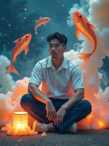 fire artist,pyrokinesis,goldfish,joji,pyrotechnical,seaquarium