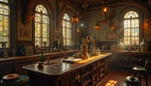 vestry,sacristy,courtroom,bath room,ornate room,diagon,gringotts,hogwarts,victorian room,inglenook,reading room,apothecary,victorian kitchen,scriptorium,cabinetry,study room,hunterian,apothecaries,old library,schoolroom,Photography,General,Realistic