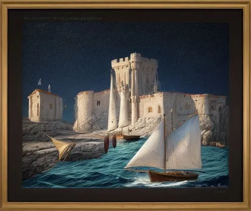 sailboat in sea before castle,castel,sailing boats,sailing ships,templar castle,caravansary,peter-pavel's fortress,essaouira,water castle,sea sailing ship,castle of the corvin,sailing-boat,medieval ca