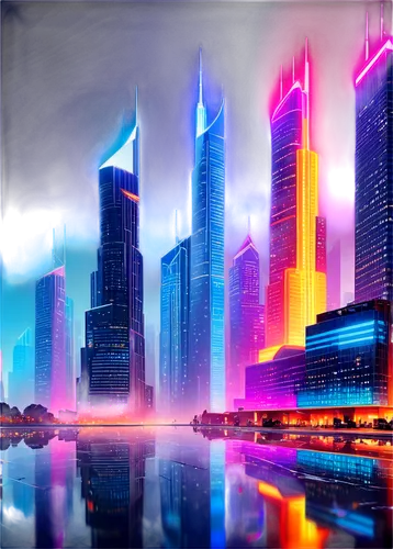 cybercity,cityscape,coruscant,fantasy city,colorful city,guangzhou,cyberport,metropolis,city skyline,futuristic landscape,coruscating,skyscrapers,megacorporation,futurist,cybertown,megacorporations,dubia,dubai,city cities,dubay,Conceptual Art,Oil color,Oil Color 22