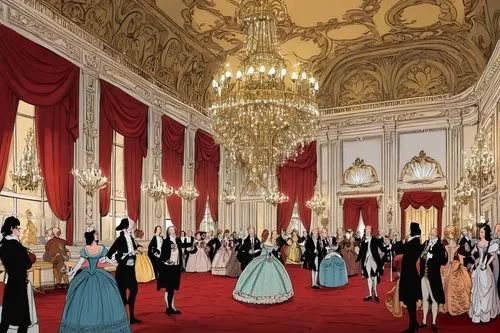 ballroom,napoleon iii style,ballroom dance,brazilian monarchy,universal exhibition of paris,royal interior,the victorian era,theater curtain,the palace,versailles,theatrical property,the royal palace,orders of the russian empire,europe palace,philharmonic orchestra,palace,imperial period regarding,catherine's palace,old opera,neoclassical,Illustration,American Style,American Style 13