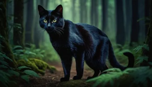 hollyleaf cherry,black shepherd,canis panther,felidae,black cat,forest animal,feral,feral cat,schipperke,wild cat,jiji the cat,yellow eyes,forest dark,digital painting,canidae,panther,russian blue cat,black norwegian elkhound,russian blue,halloween black cat,Photography,General,Fantasy