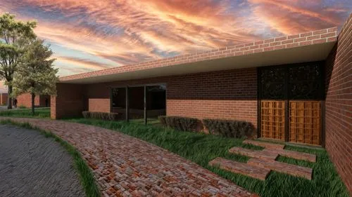 corten steel,landscape design sydney,landscape designers sydney,3d rendering,red bricks,mid century house,red brick,sand-lime brick,brick house,dunes house,brickwork,residential house,garden design sydney,red brick wall,modern house,render,clay tile,brick block,school design,mid century modern