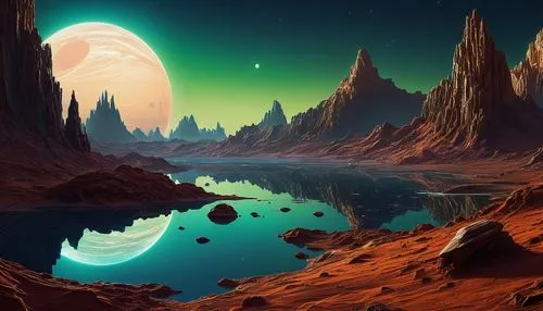 lunar landscape,alien planet,alien world,futuristic landscape,fantasy landscape,moonscape,Conceptual Art,Sci-Fi,Sci-Fi 01