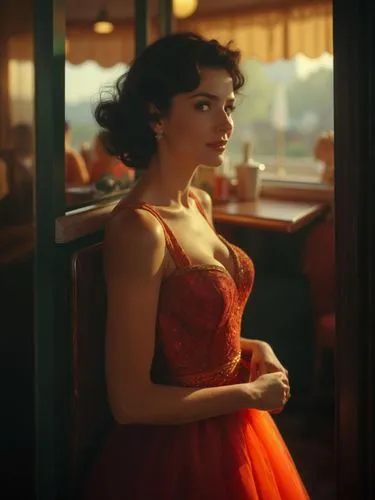 amelie,arterton,man in red dress,vettriano,in red dress,lady in red