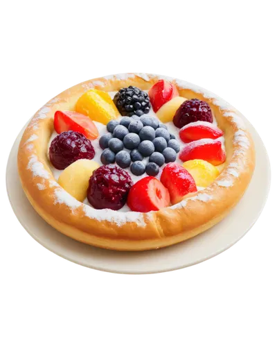 Traditional Czech pastry, kolache, sweet treats, colorful toppings, fruit filling, powdered sugar, golden brown crust, flaky texture, ceramic plate, morning sunlight, shallow depth of field, warm colo