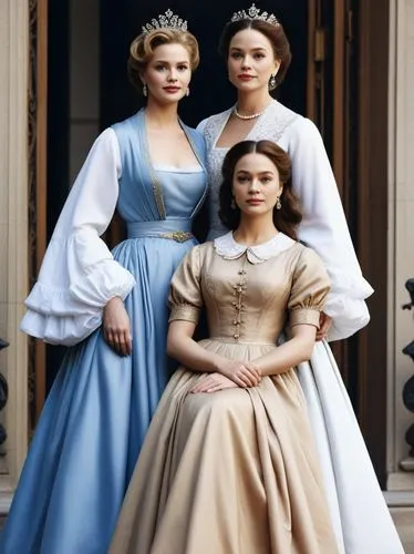 the three most famous american actresses,two women in dresses standing beside each other,countesses,noblewomen,duchesses,maidservants,the victorian era,stepsisters