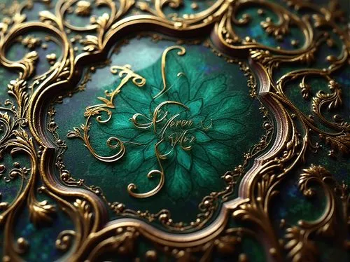 Intricate Art Nouveau patterns, ornate metalwork, flowing organic lines, sinuous curves, luxurious materials, rich jewel-toned colors, emerald green, sapphire blue, amethyst purple, golden yellow, cop