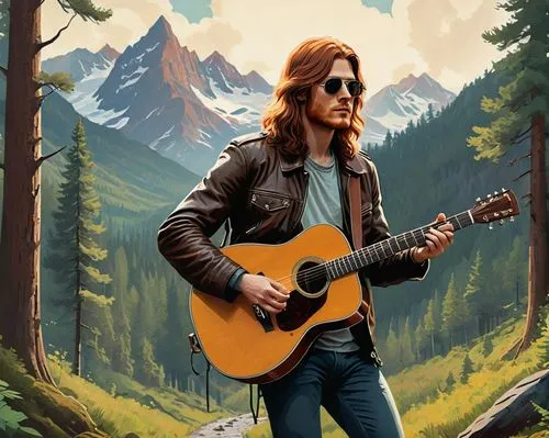 ellefson,john lennon,vedder,lennon,mustaine,hozier,vector illustration,the spirit of the mountains,richie,jasinski,gregg,sawyer,cobain,guitar player,ritchie,coulton,strumming,digital painting,painted guitar,tollefson,Conceptual Art,Fantasy,Fantasy 12