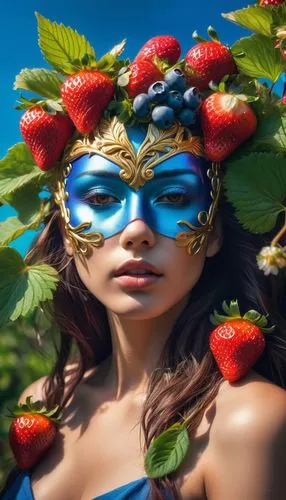 girl in a wreath,berries,summer fruits,berries fruit,frugivorous,fresh fruit,Photography,Artistic Photography,Artistic Photography 08